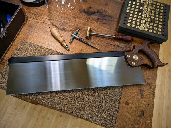 Bad axe tool works 20 inch miter saw with a walnut handle and brass fasteners