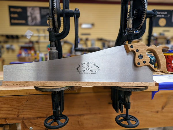 Bad axe tool works 26 inch d8 hand panel saw with white oak handle and black fasteners