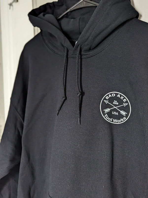 bad axe tool works saw hoodie sweatshirt black