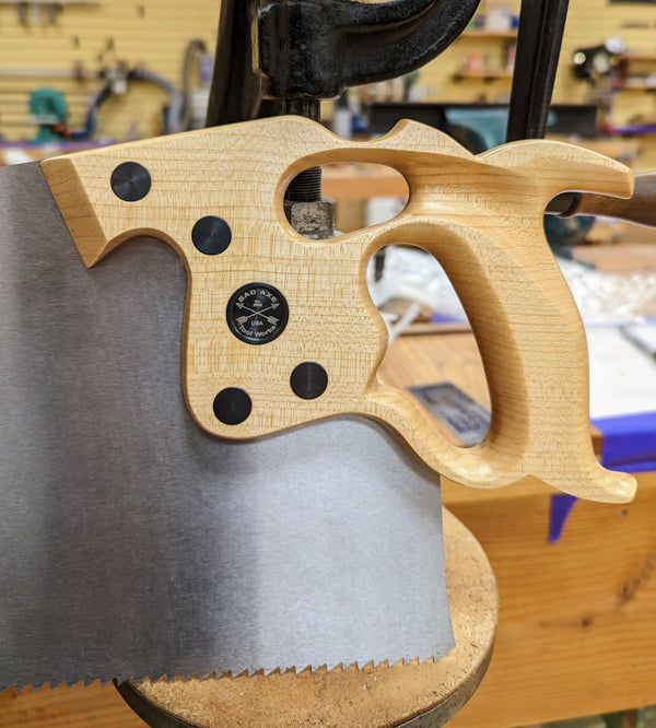 Bad axe tool works d8 hand and panel saw handle with a maple thumbhole grip