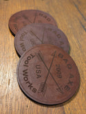 bad axe tool works leather coaster